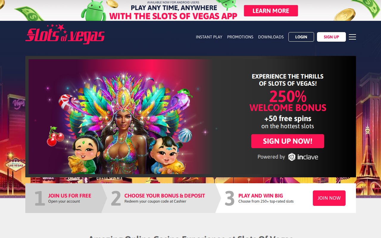 Slots of Vegas homepage screenshot